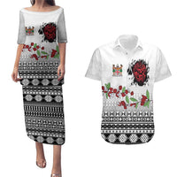 Fiji Heart Tribal Personalised Couples Matching Puletasi and Hawaiian Shirt Polynesian Patterns LT9 White - Polynesian Pride