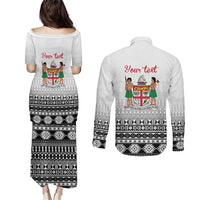 Fiji Heart Tribal Personalised Couples Matching Puletasi and Long Sleeve Button Shirt Polynesian Patterns LT9 - Polynesian Pride