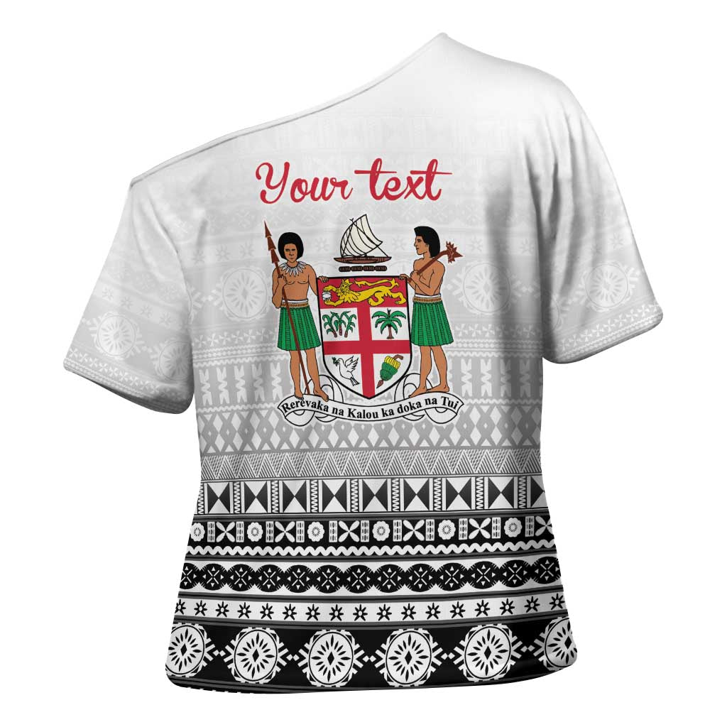 Fiji Heart Tribal Personalised Cross Shoulder Shirt Polynesian Patterns LT9 - Polynesian Pride