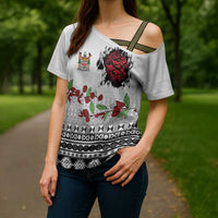 Fiji Heart Tribal Personalised Cross Shoulder Shirt Polynesian Patterns LT9 - Polynesian Pride