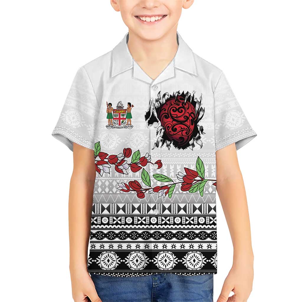 Fiji Heart Tribal Personalised Family Matching Off The Shoulder Long Sleeve Dress and Hawaiian Shirt Polynesian Patterns