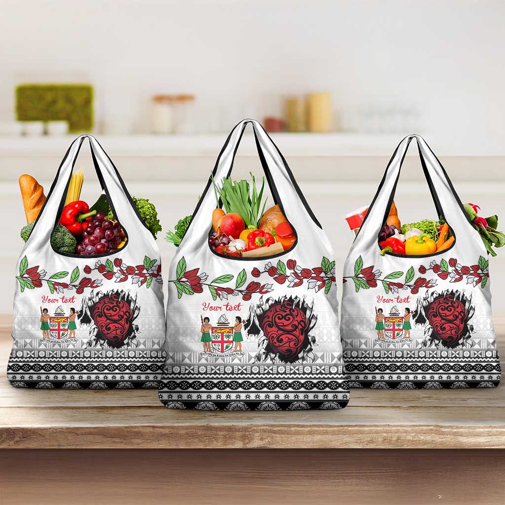 Fiji Heart Tribal Personalised Grocery Bag Polynesian Patterns LT9 3-pack One Size White - Polynesian Pride