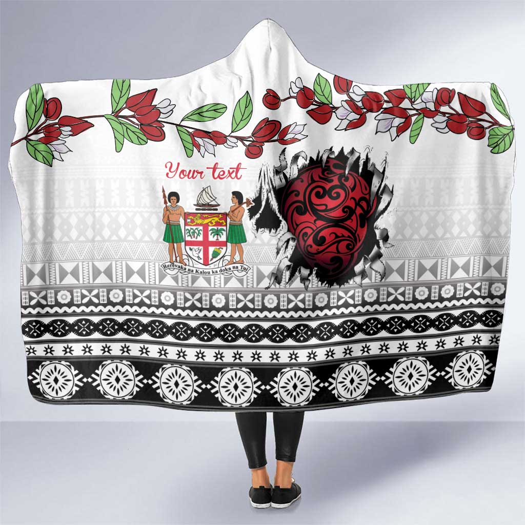 Fiji Heart Tribal Personalised Hooded Blanket Polynesian Patterns LT9 One Size White - Polynesian Pride