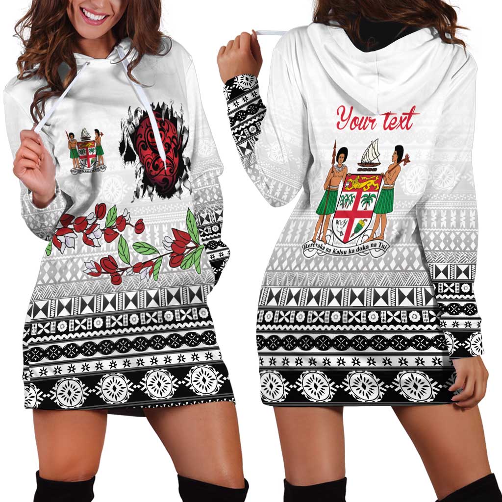 Fiji Heart Tribal Personalised Hoodie Dress Polynesian Patterns LT9 - Polynesian Pride