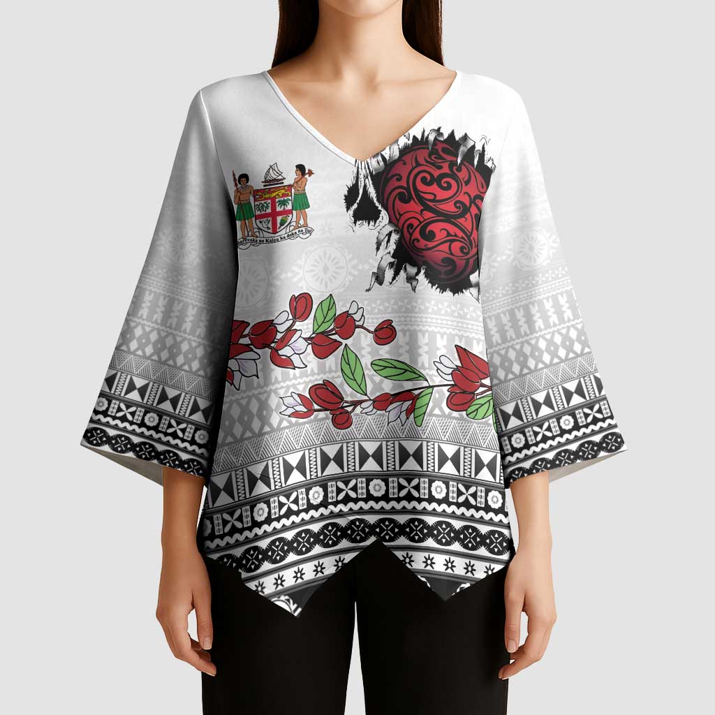 Fiji Heart Tribal Personalised Kimono Sleeve Blouse Polynesian Patterns LT9 - Polynesian Pride