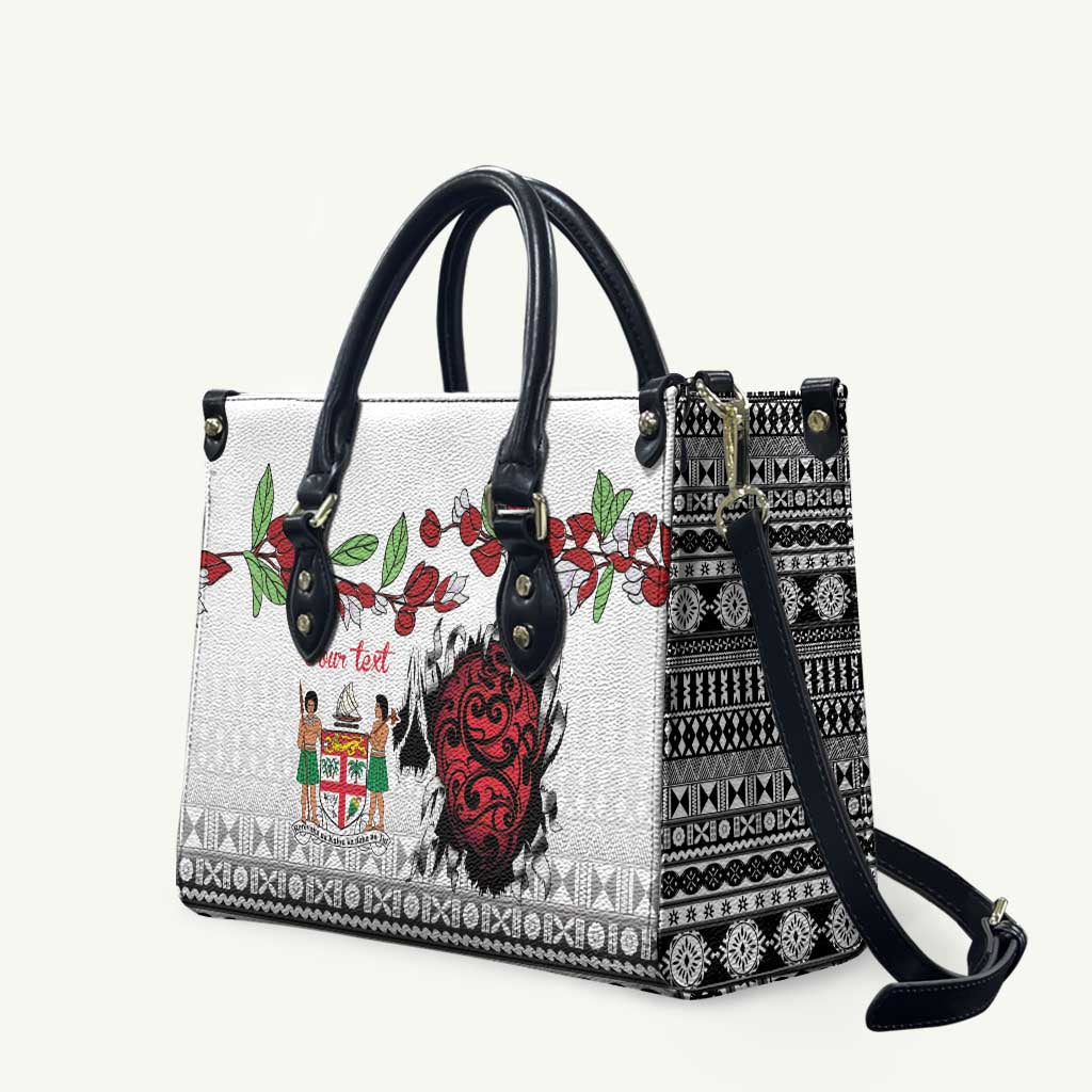 Fiji Heart Tribal Personalised Leather Bag Polynesian Patterns