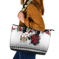 Fiji Heart Tribal Personalised Leather Tote Bag Polynesian Patterns LT9 White - Polynesian Pride