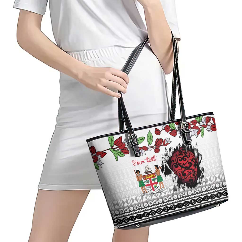 Fiji Heart Tribal Personalised Leather Tote Bag Polynesian Patterns LT9 - Polynesian Pride