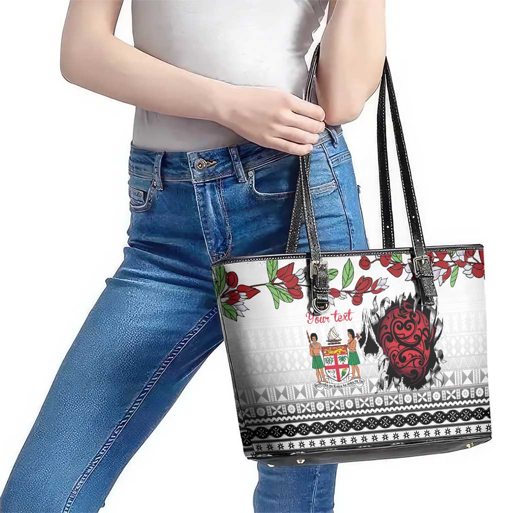 Fiji Heart Tribal Personalised Leather Tote Bag Polynesian Patterns LT9 - Polynesian Pride