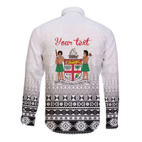 Fiji Heart Tribal Personalised Long Sleeve Button Shirt Polynesian Patterns LT9 - Polynesian Pride