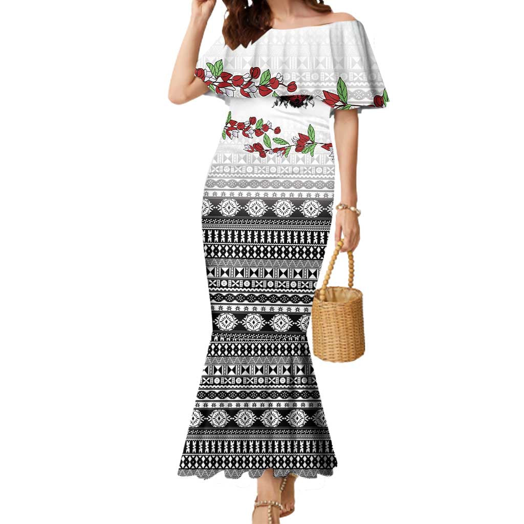 Fiji Heart Tribal Personalised Mermaid Dress Polynesian Patterns LT9 Women White - Polynesian Pride