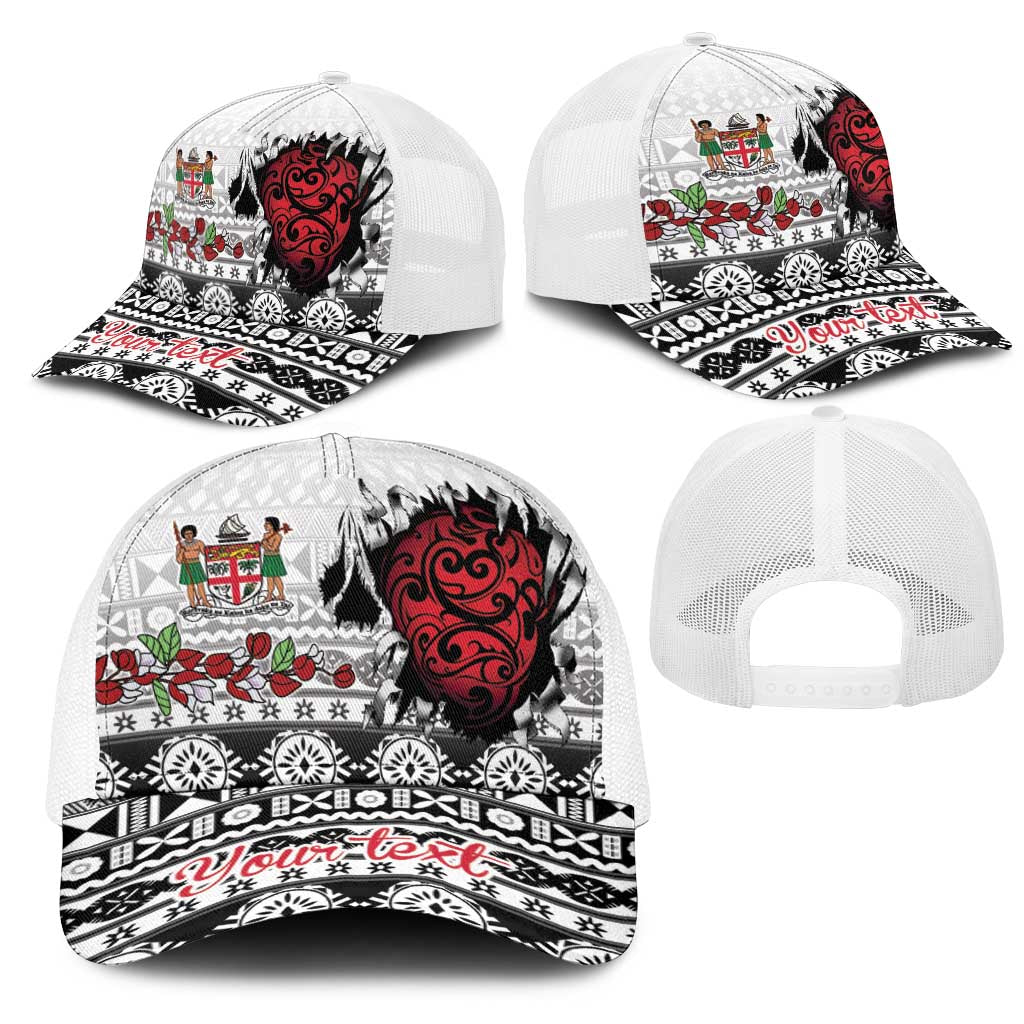 Fiji Heart Tribal Personalised Mesh Trucker Cap Polynesian Patterns LT9 - Polynesian Pride
