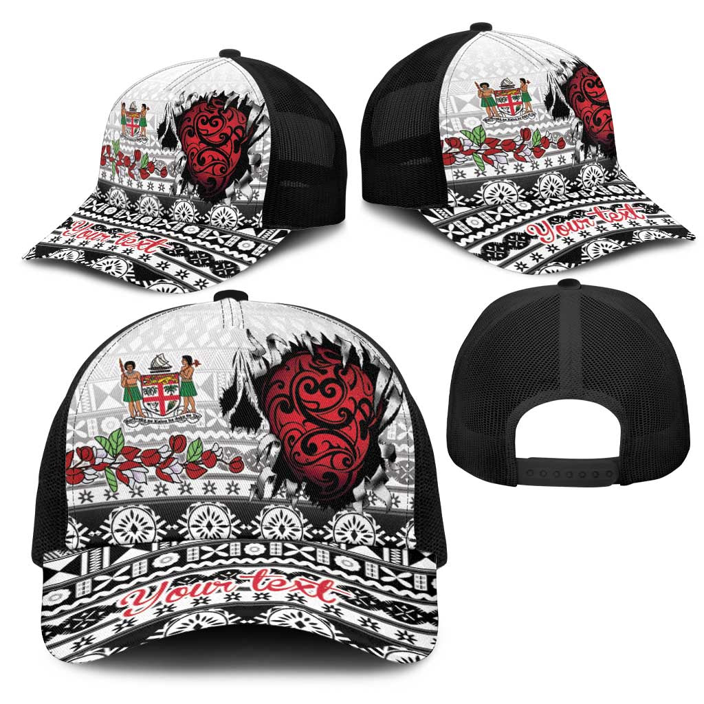 Fiji Heart Tribal Personalised Mesh Trucker Cap Polynesian Patterns LT9 - Polynesian Pride