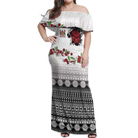 Fiji Heart Tribal Personalised Off Shoulder Maxi Dress Polynesian Patterns LT9 Women White - Polynesian Pride