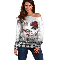 Fiji Heart Tribal Personalised Off Shoulder Sweater Polynesian Patterns LT9 Women White - Polynesian Pride
