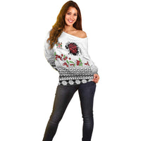 Fiji Heart Tribal Personalised Off Shoulder Sweater Polynesian Patterns LT9 - Polynesian Pride
