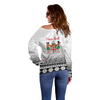 Fiji Heart Tribal Personalised Off Shoulder Sweater Polynesian Patterns LT9 - Polynesian Pride