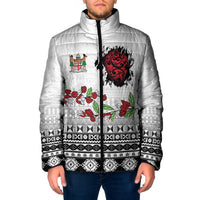 Fiji Heart Tribal Personalised Padded Jacket Polynesian Patterns LT9 Men White - Polynesian Pride