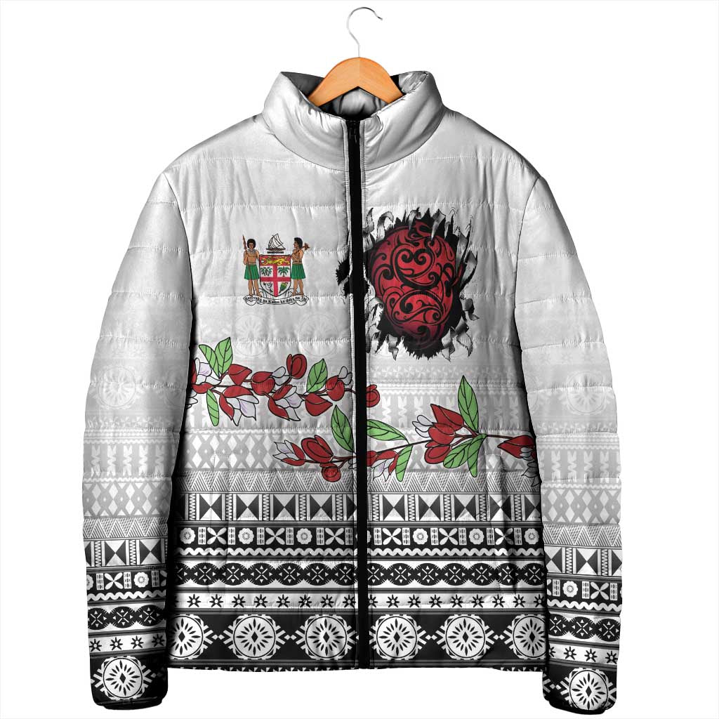 Fiji Heart Tribal Personalised Padded Jacket Polynesian Patterns LT9 - Polynesian Pride