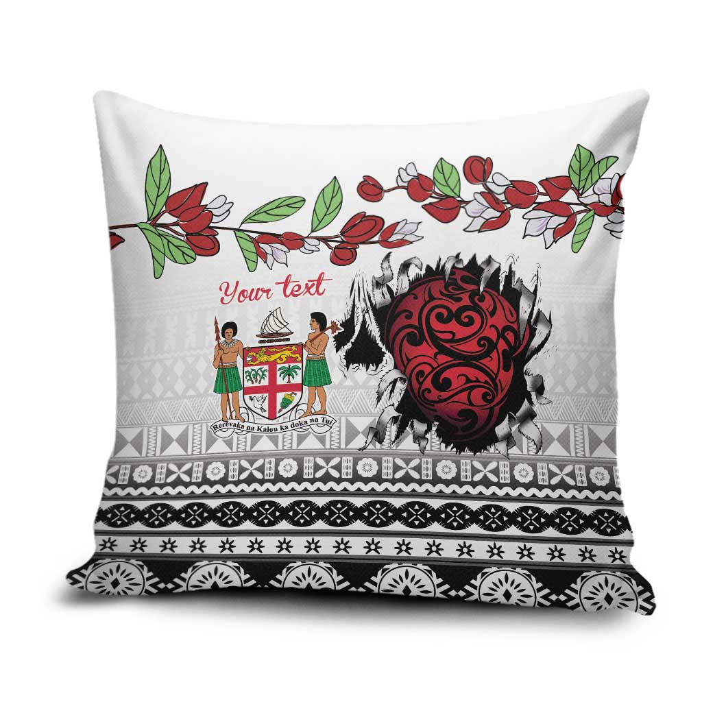 Fiji Heart Tribal Personalised Pillow Cover Polynesian Patterns LT9 White - Polynesian Pride