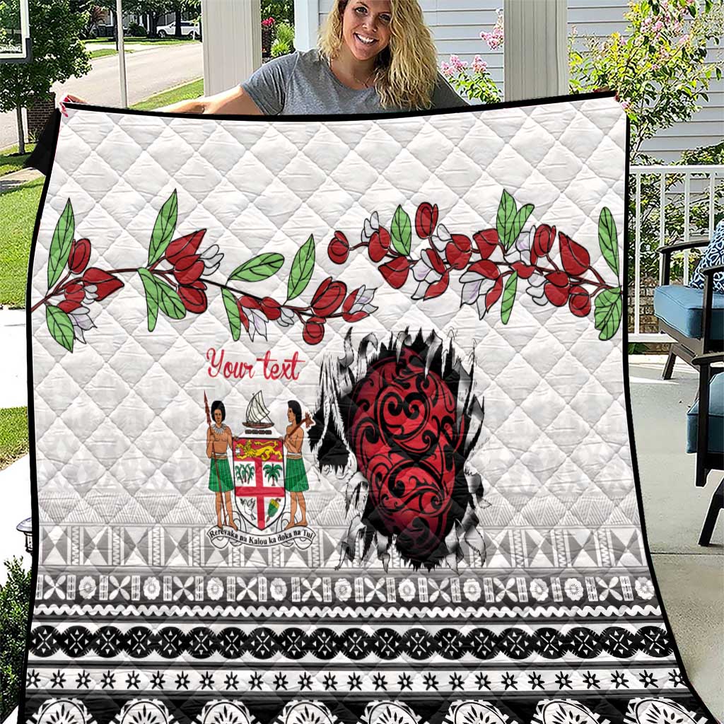 Fiji Heart Tribal Personalised Quilt Polynesian Patterns LT9 White - Polynesian Pride