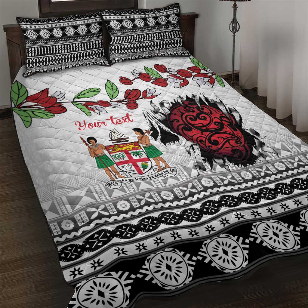 Fiji Heart Tribal Personalised Quilt Bed Set Polynesian Patterns LT9 White - Polynesian Pride