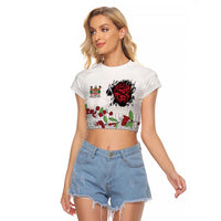 Fiji Heart Tribal Personalised Raglan Cropped T Shirt Polynesian Patterns