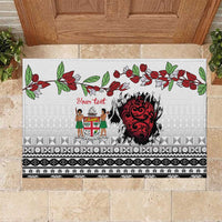Fiji Heart Tribal Personalised Rubber Doormat Polynesian Patterns LT9 White - Polynesian Pride