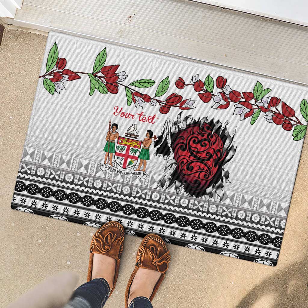 Fiji Heart Tribal Personalised Rubber Doormat Polynesian Patterns LT9 - Polynesian Pride
