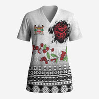 Fiji Heart Tribal Personalised Scrub Top Polynesian Patterns LT9 Adult White - Polynesian Pride