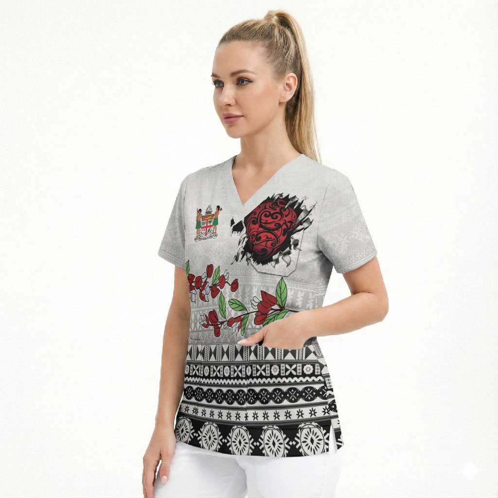 Fiji Heart Tribal Personalised Scrub Top Polynesian Patterns LT9 - Polynesian Pride
