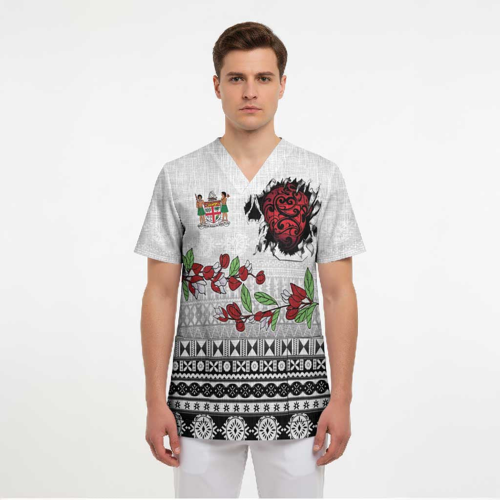 Fiji Heart Tribal Personalised Scrub Top Polynesian Patterns LT9 - Polynesian Pride