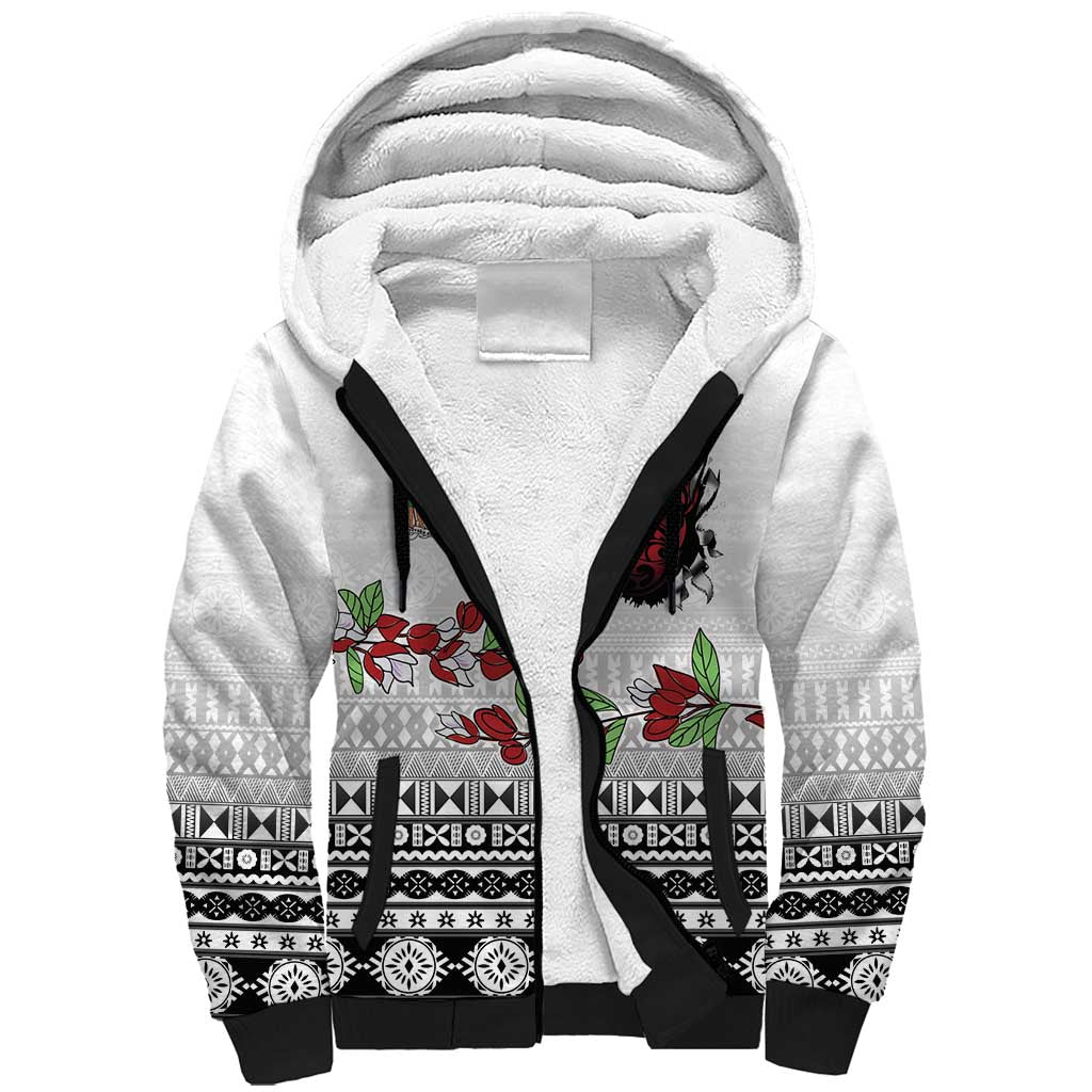 Fiji Heart Tribal Personalised Sherpa Hoodie Polynesian Patterns LT9 Unisex White - Polynesian Pride