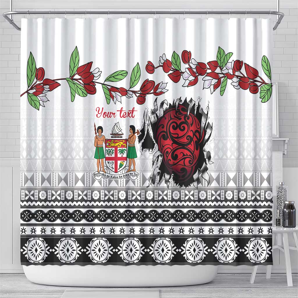 Fiji Heart Tribal Personalised Shower Curtain Polynesian Patterns LT9 - Polynesian Pride