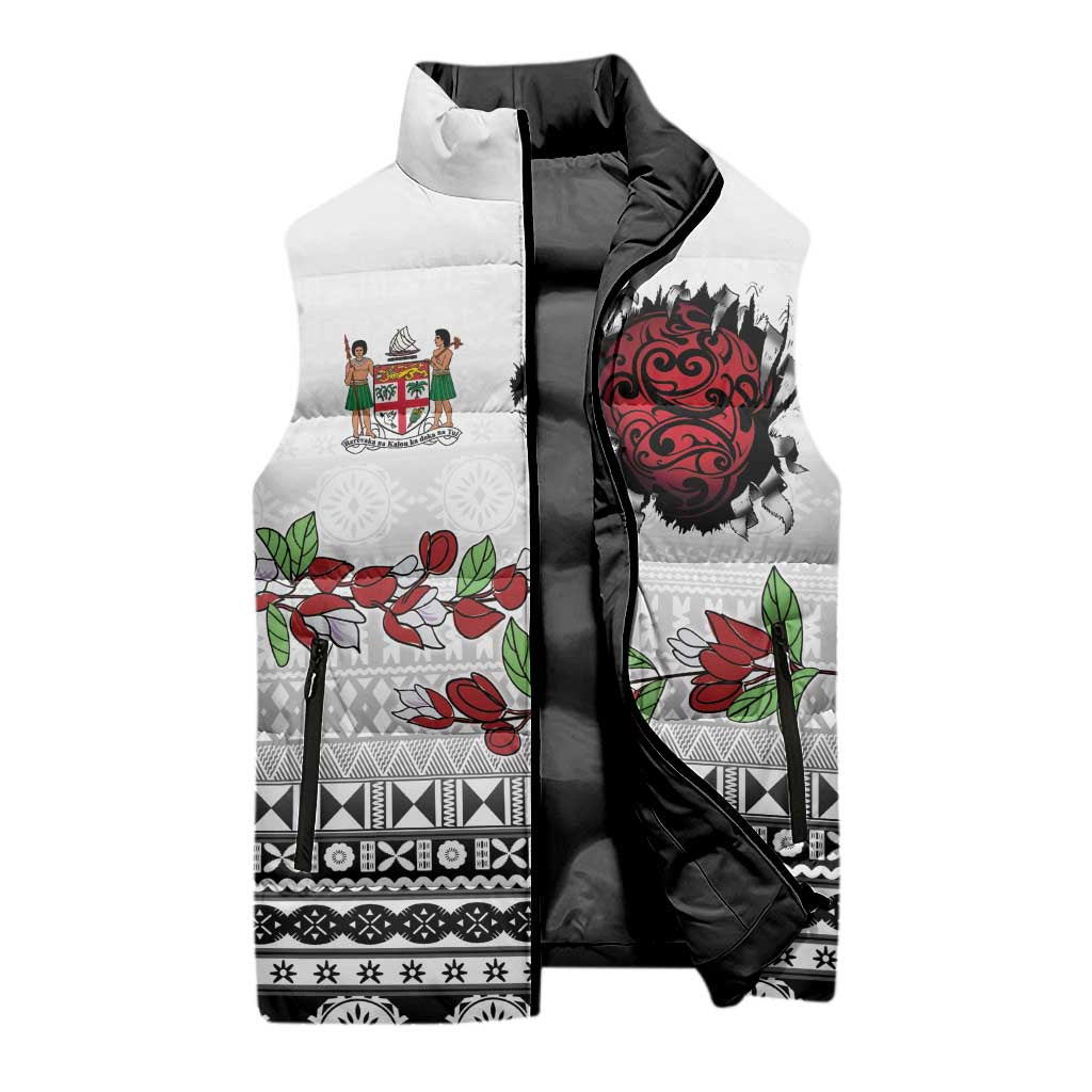 Fiji Heart Tribal Personalised Sleeveless Puffer Jacket Polynesian Patterns LT9 - Polynesian Pride