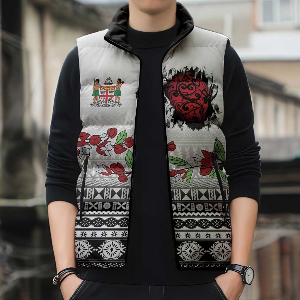 Fiji Heart Tribal Personalised Sleeveless Puffer Jacket Polynesian Patterns LT9 - Polynesian Pride