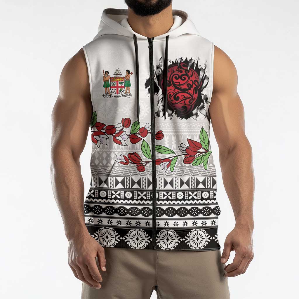 Fiji Heart Tribal Personalised Sleeveless Zip Hoodie Polynesian Patterns LT9 - Polynesian Pride