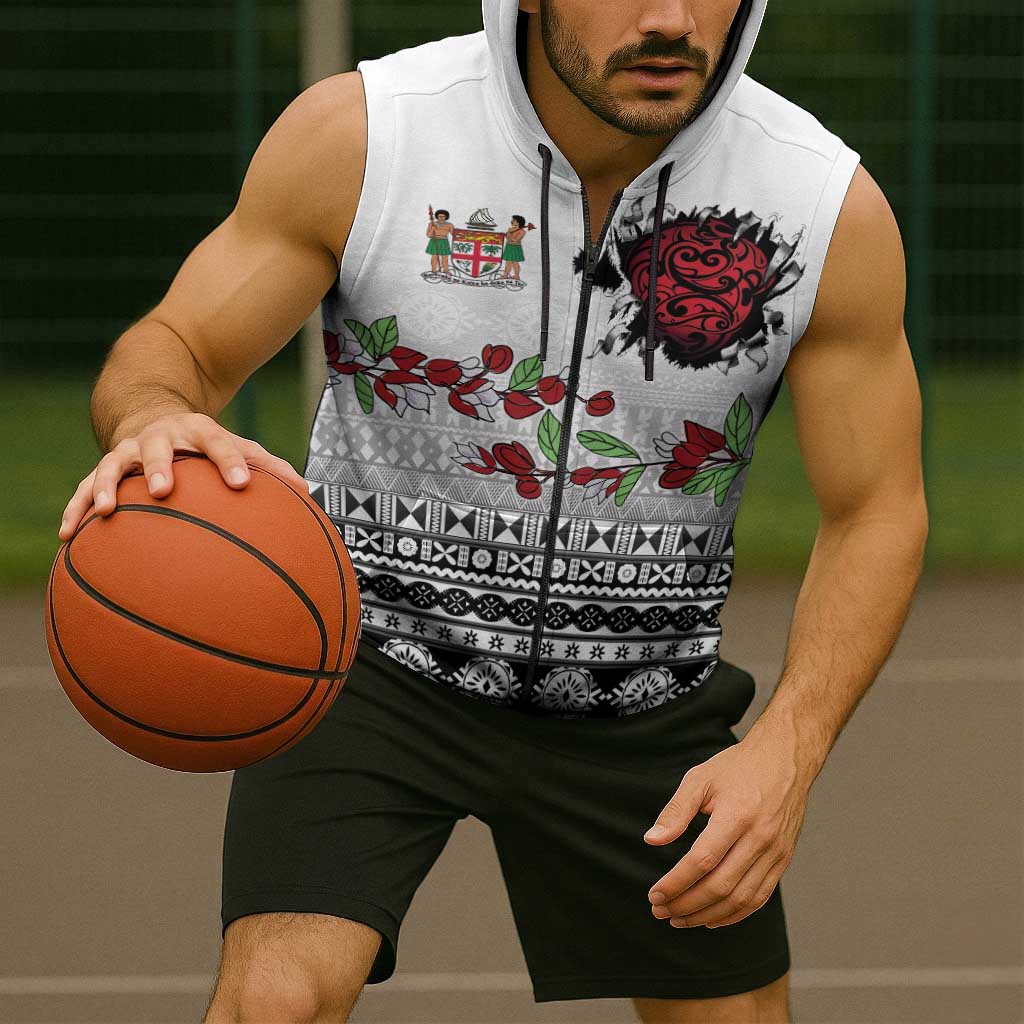 Fiji Heart Tribal Personalised Sleeveless Zip Hoodie Polynesian Patterns LT9 - Polynesian Pride