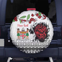 Fiji Heart Tribal Personalised Spare Tire Cover Polynesian Patterns LT9 No hole White - Polynesian Pride