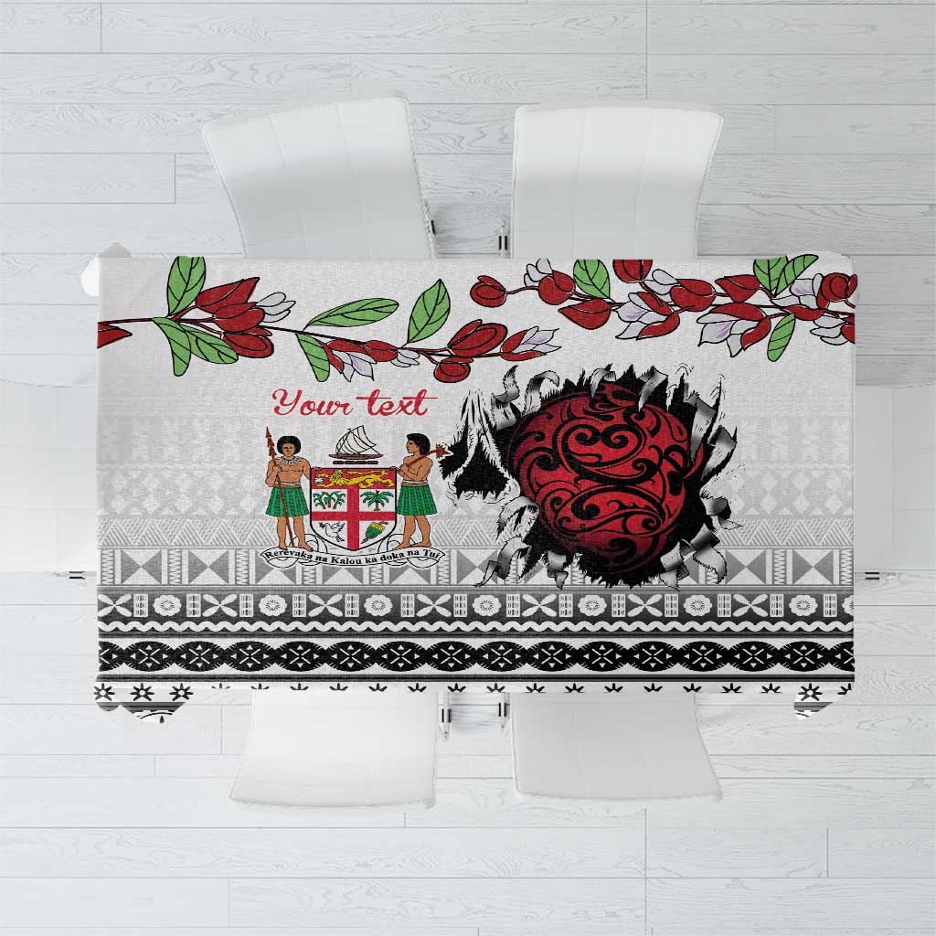 Fiji Heart Tribal Personalised Tablecloth Polynesian Patterns LT9 White - Polynesian Pride