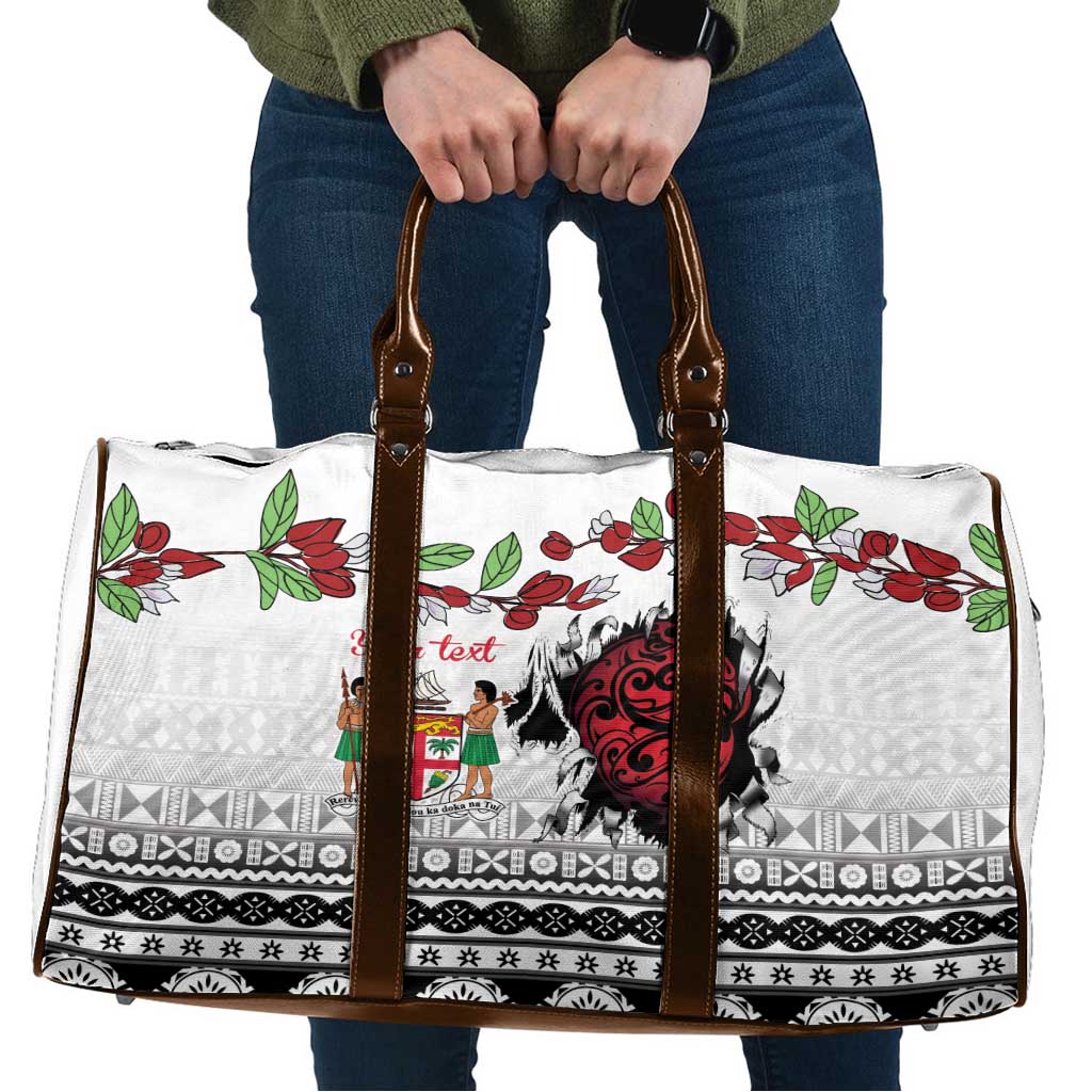Fiji Heart Tribal Personalised Travel Bag Polynesian Patterns LT9 White - Polynesian Pride
