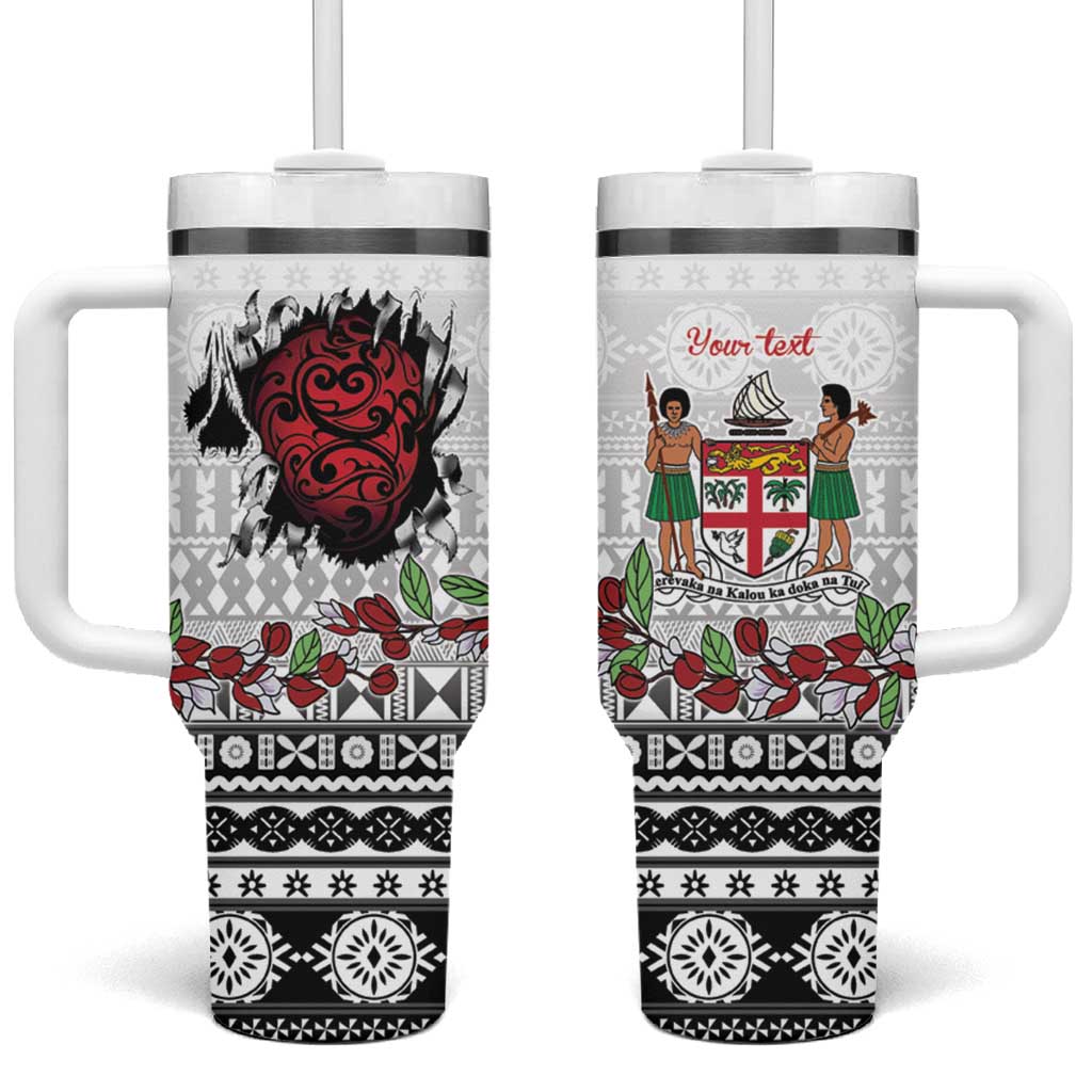 Fiji Heart Tribal Personalised Tumbler With Handle Polynesian Patterns LT9 One Size: 40 oz White - Polynesian Pride