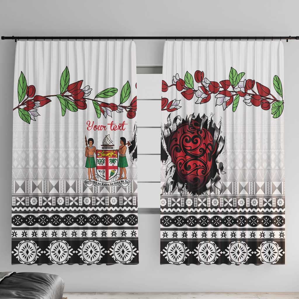 Fiji Heart Tribal Personalised Window Curtain Polynesian Patterns