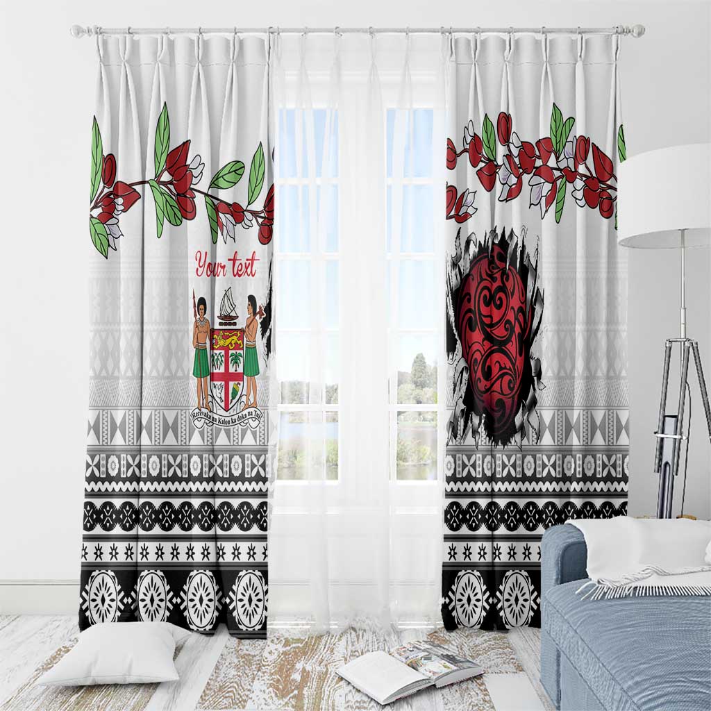 Fiji Heart Tribal Personalised Window Curtain Polynesian Patterns LT9 - Polynesian Pride