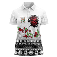 Fiji Heart Tribal Personalised Women Polo Shirt Polynesian Patterns LT9 Female White - Polynesian Pride