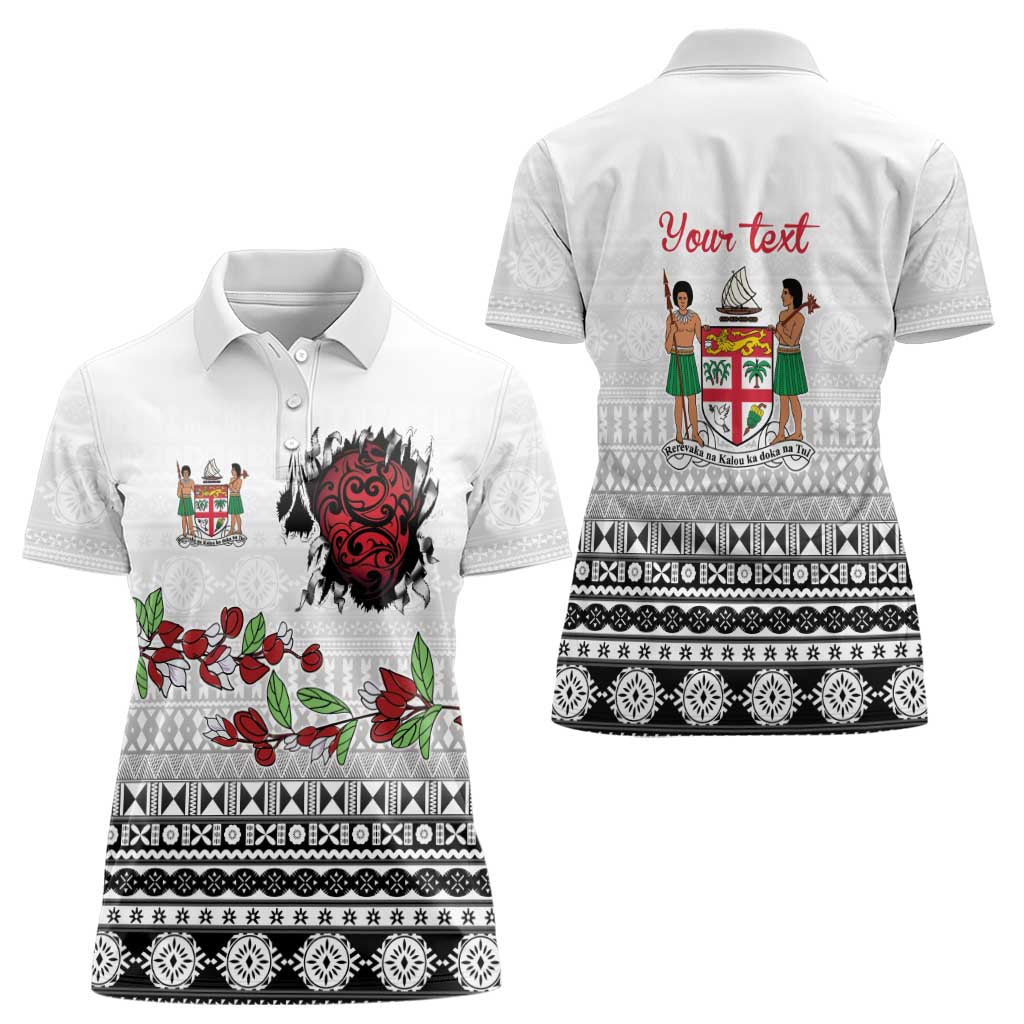 Fiji Heart Tribal Personalised Women Polo Shirt Polynesian Patterns LT9 - Polynesian Pride