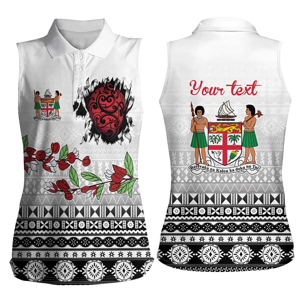 Fiji Heart Tribal Personalised Women Sleeveless Polo Shirt Polynesian Patterns LT9 - Polynesian Pride