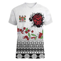 Fiji Heart Tribal Personalised Women V-Neck T-Shirt Polynesian Patterns LT9 Female White - Polynesian Pride