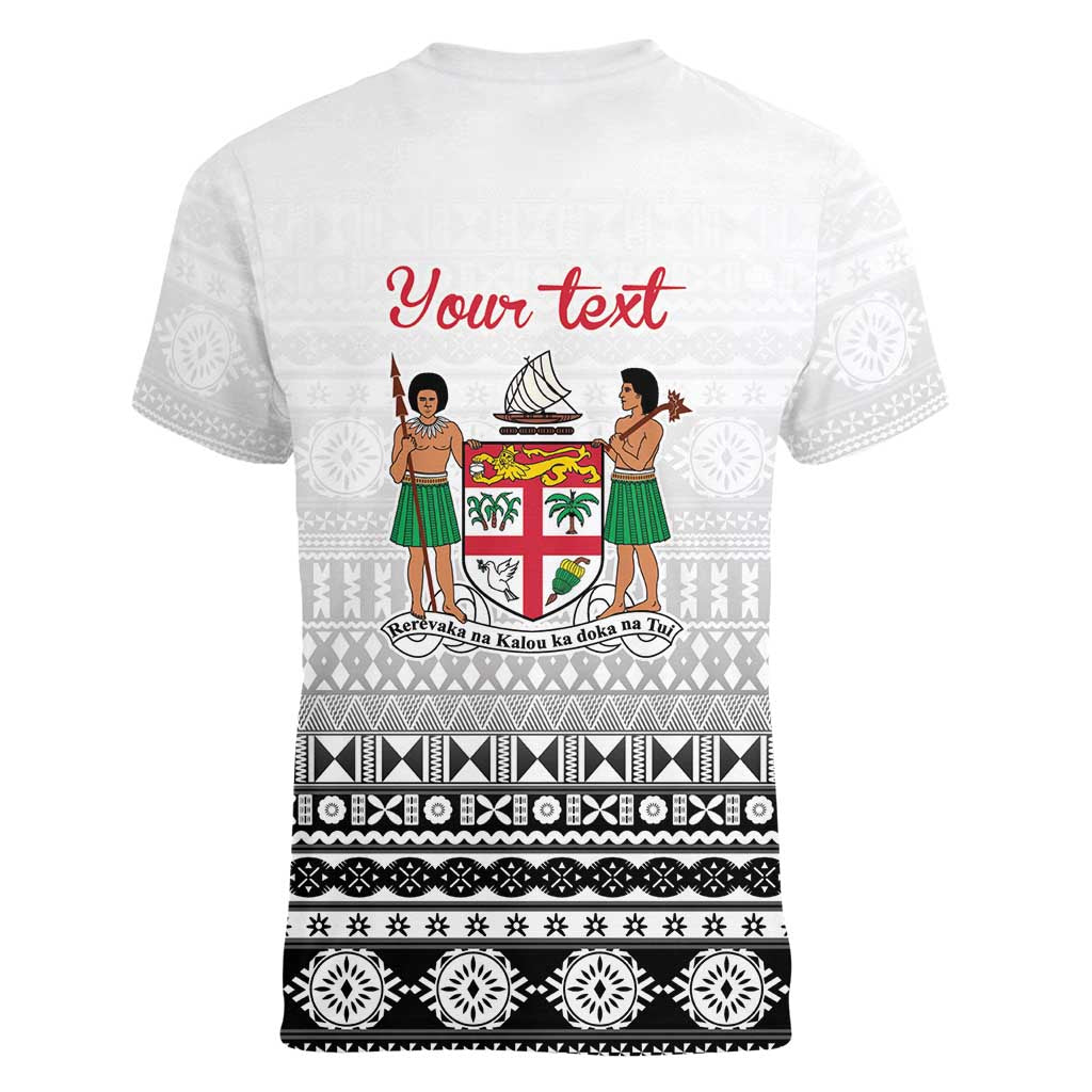 Fiji Heart Tribal Personalised Women V-Neck T-Shirt Polynesian Patterns LT9 - Polynesian Pride