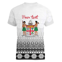 Fiji Heart Tribal Personalised Women V-Neck T-Shirt Polynesian Patterns LT9 - Polynesian Pride